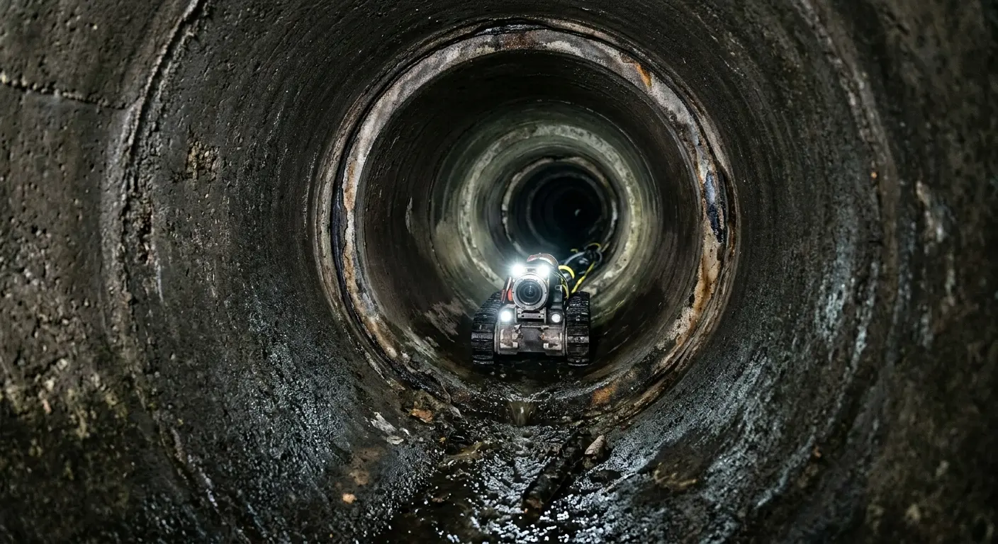 Robotic sewer camera inspecting pipe interior for Drain Snake Service in Wheelersburg