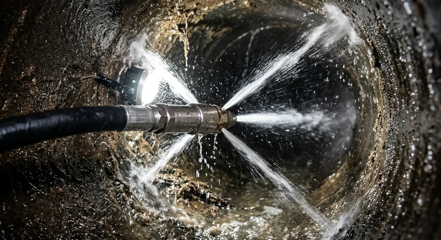 High-pressure hydro jetting nozzle cleaning sewer pipe for Trenchless Sewer Repair in Wheelersburg